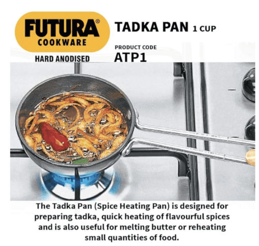 Hawkins Futura 1 Cup Tadka Pan, Hard Anodised Spice Heating Pan, 240 ml Pan, Black (ATP1) - Image 3